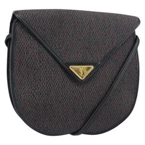 Authentic SAINT LAURENT Shoulder Bag PVC Leather Gray Gold